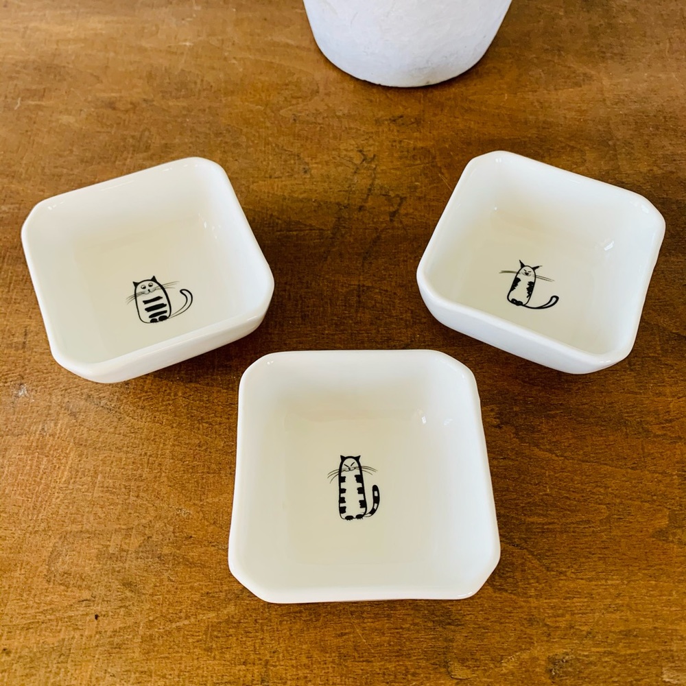 Set of 3 Cat Dish Trinket Dishes